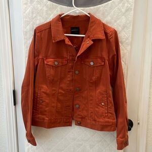 Denim Jacket: burnt orange